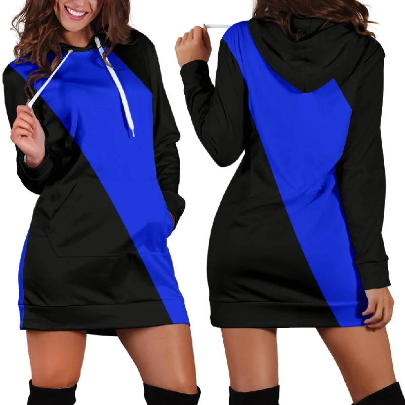 Diagonal Blue Line Hoodie Dress Color block unclassified dresses