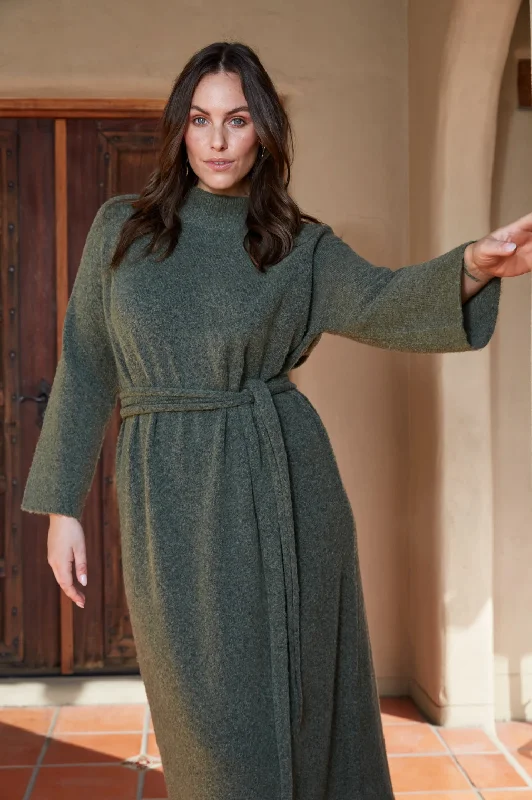 eb&ive - Paarl Tie Knit Dress - Moss Lightweight unclassified dresses