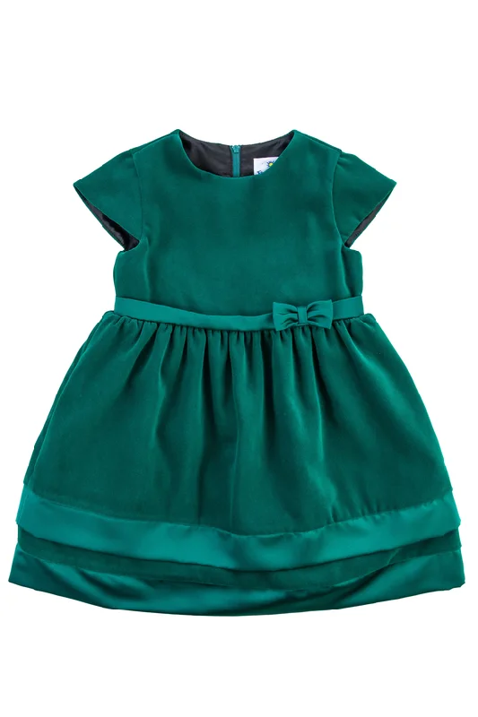 Emerald Green Velvet Dress w/ Satin Hem & Waist Wrap unclassified dresses