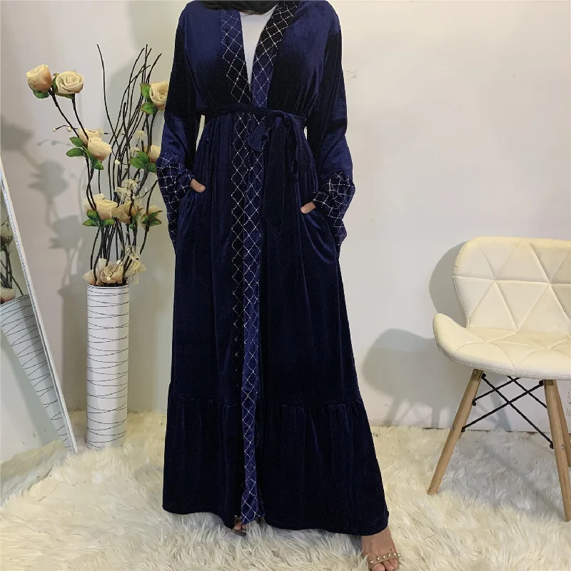 Golden Velvet Gilded Muslim Cardigan Robe High-end unclassified dresses