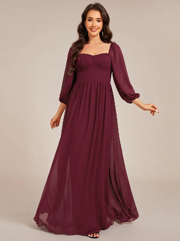 Graceful Sweetheart 3/4 Lantern Sleeve Chiffon Bridesmaid Dresses with Frenulum knotting Bodycon unclassified dresses