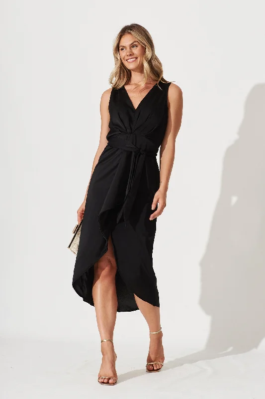 Grateful Dress In Black Satin High-low unclassified dresses