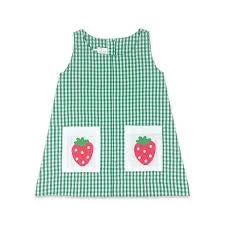 Green Check Dress w/Strawberry Pockets Comfortable unclassified dresses