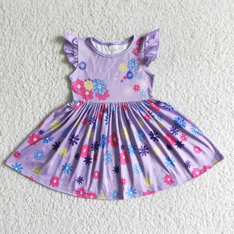 GSD0003 Purple flying sleeve flower dress Sexy unclassified dresses