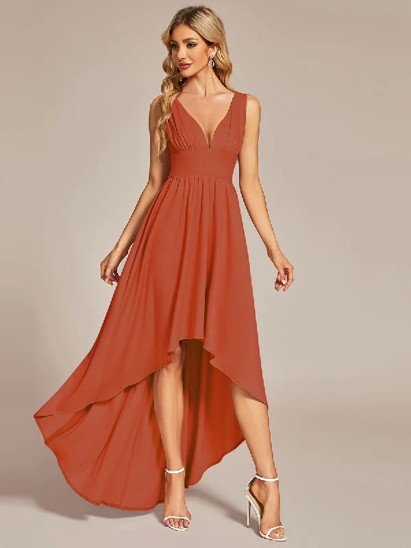 High Low Deep V Neck Sleeveless Wholesale Bridesmaid Dresses Casual chic unclassified dresses