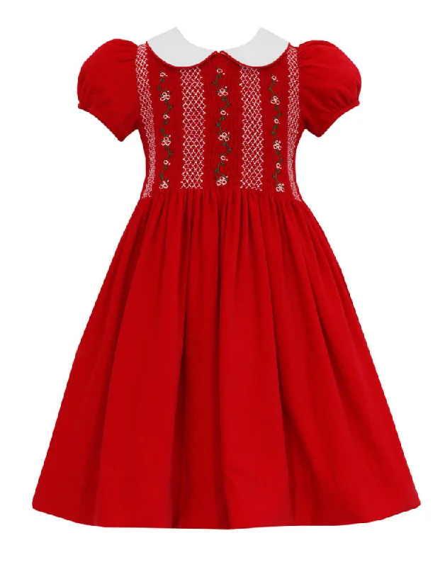 Holiday Red Cord Smocked Dress Budget-friendly unclassified dresses