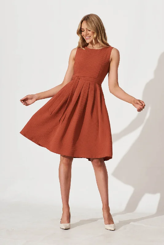 Jardin Dress In Textured Rust Long unclassified dresses