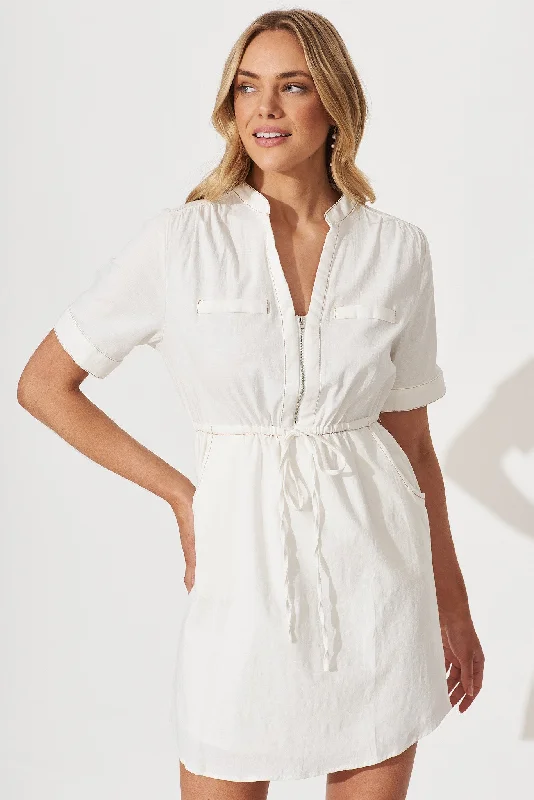 Joni Dress In White Cotton Blend Comfortable unclassified dresses