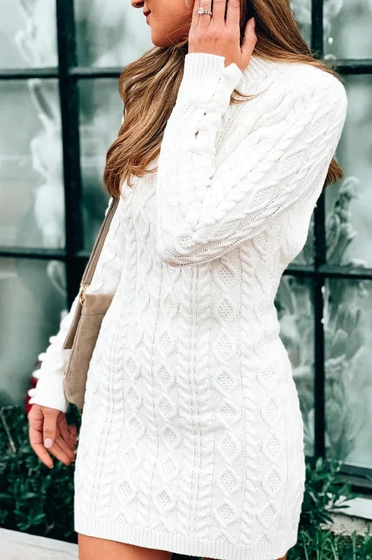 Dinner Date Knit Dress Ivory Pastel unclassified dresses