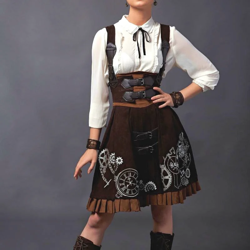 Lady Mechanic Steampunk dress Halter unclassified dresses