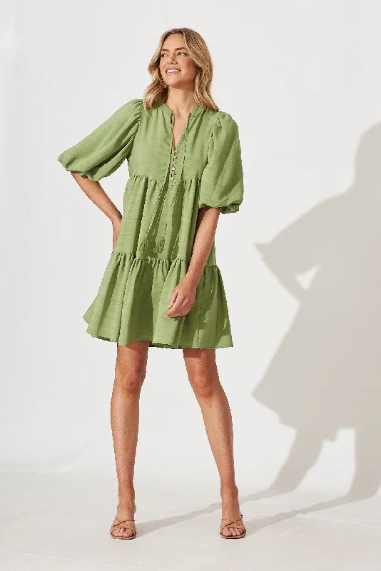 Minnesota Smock Dress In Green Metallic unclassified dresses