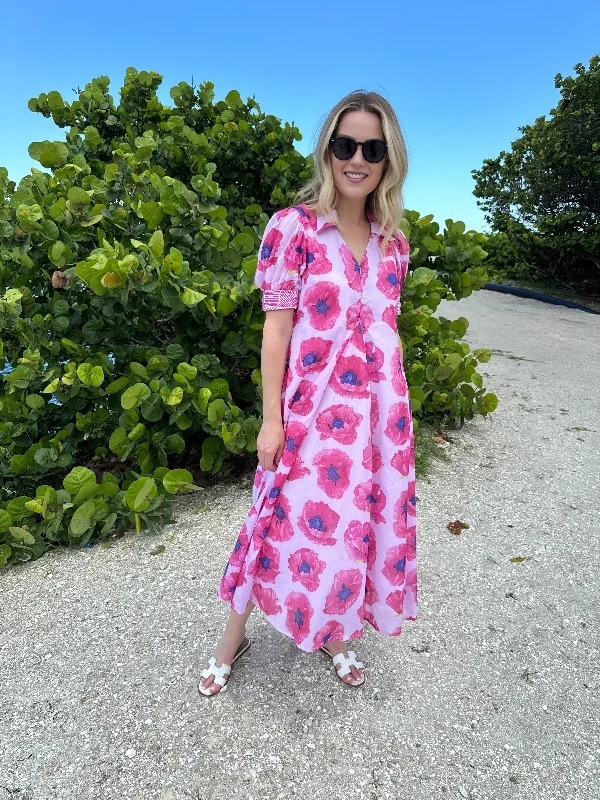 Montauk Dress - Pink Poppy Print Date night unclassified dresses