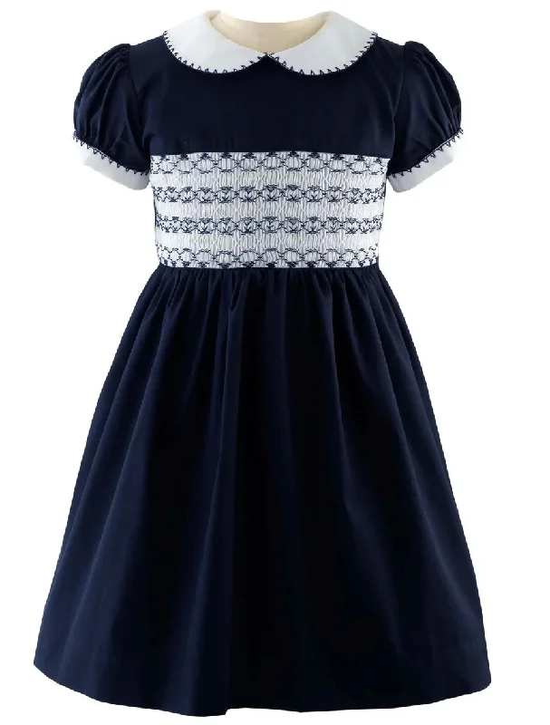 Navy Classic Smocked Dress Travel unclassified dresses