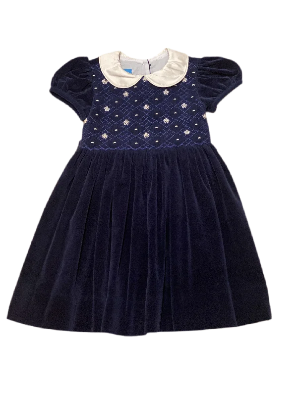 Navy Velvet Smocked Dress Satin unclassified dresses