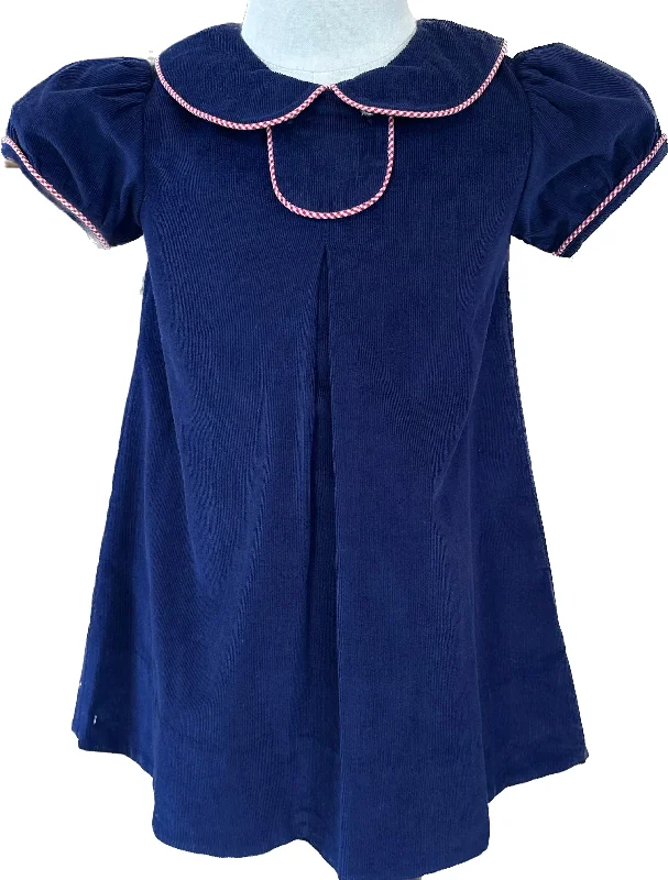 Navy Wale Cord Monogram Tab Dress Vintage unclassified dresses