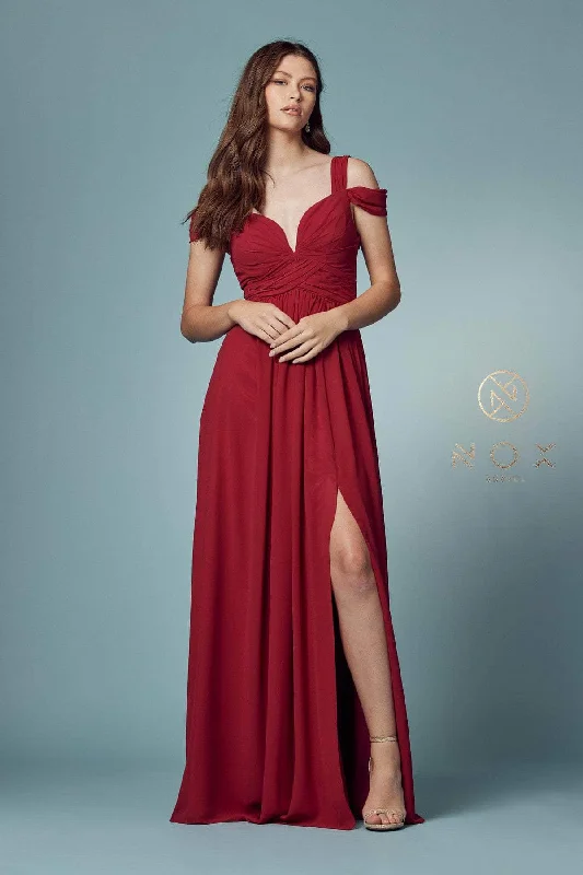 Nox Anabel - Y277P A-Line High Slit Gown Discounted unclassified dresses