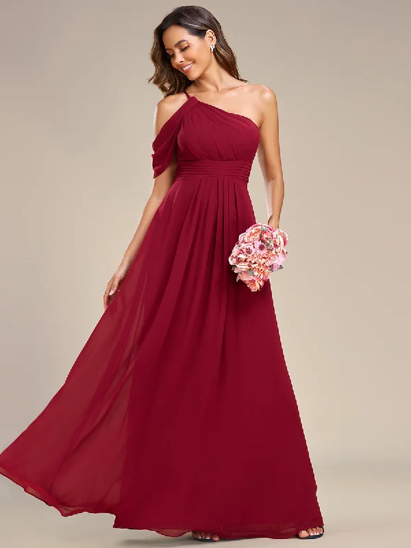 One Shoulder Pleated Chiffon Wholesale Bridesmaid Dresses Engagement unclassified dresses