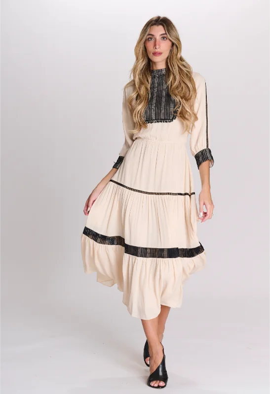 Paper Parachute Fringe Trim Dress Silk unclassified dresses