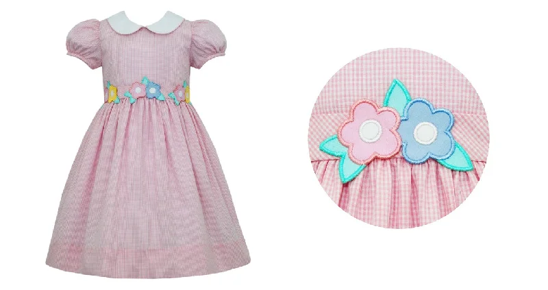 Pastel Flowers Pink Gingham Dress Sexy unclassified dresses