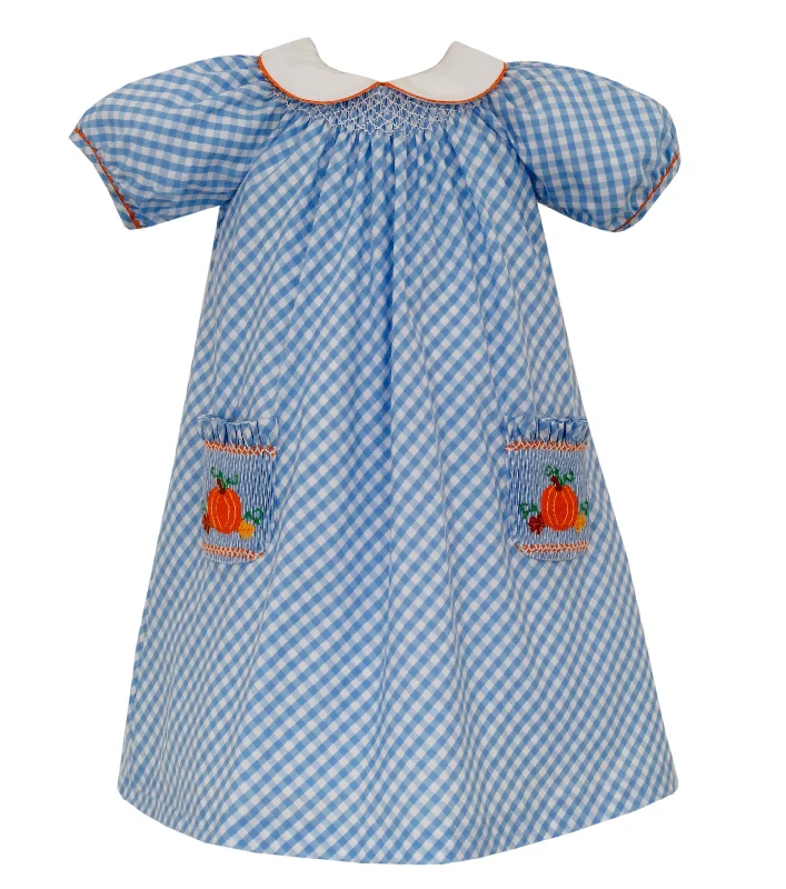 Pumpkin Pocket Smocked Dress Party unclassified dresses