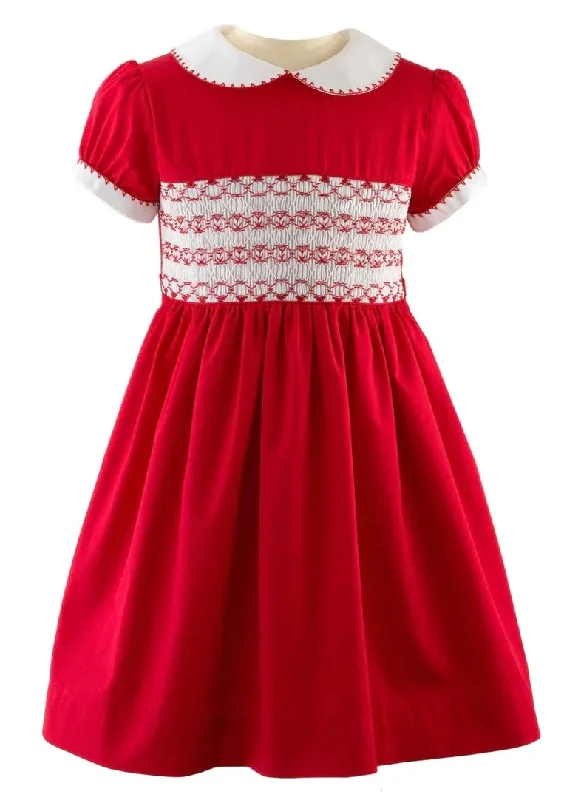 Red Classic Smocked Dress Office unclassified dresses