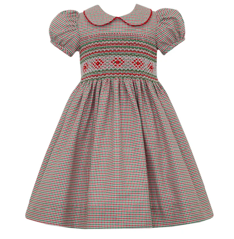 Red & Green Gingham Smocked Trendy new unclassified dresses