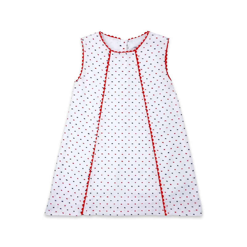 Red & Navy Swiss Dot A-Line Dress Anniversary unclassified dresses