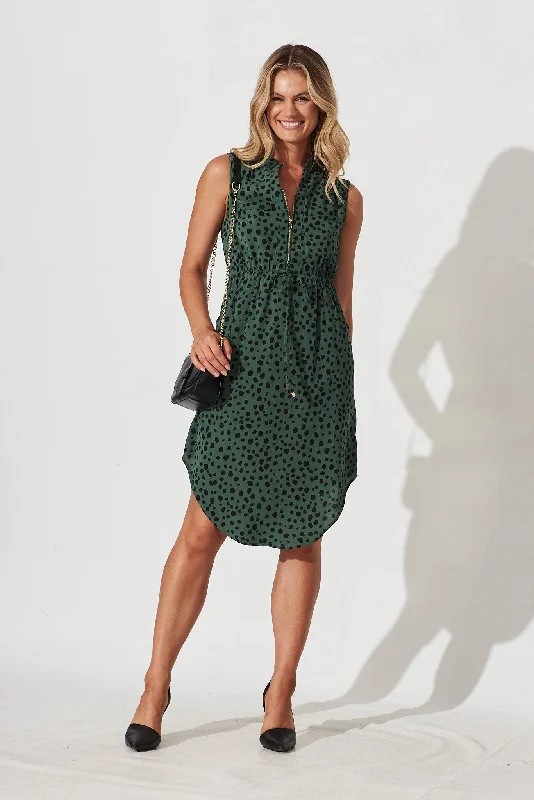 Shire Dress In Dusty Green With Black Speckle Affordable unclassified dresses