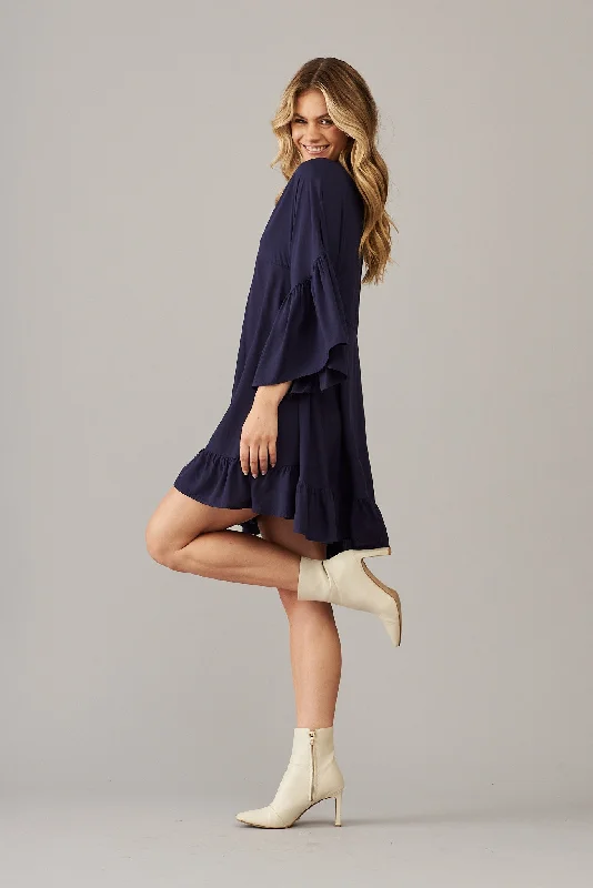 Skylar Smock Dress In Navy Minimalist unclassified dresses