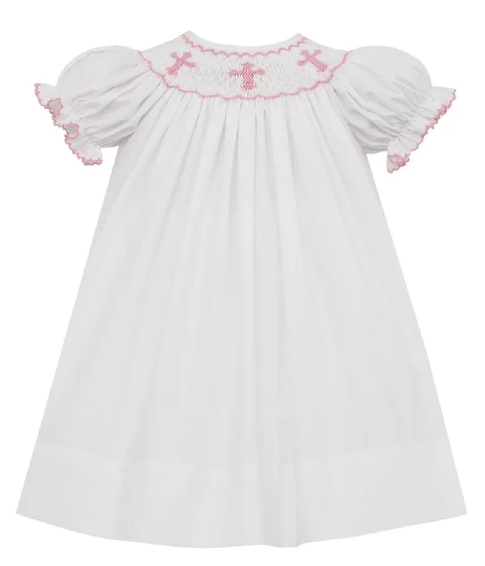 Smocked Pink Crosses Bishop Neutral tone unclassified dresses