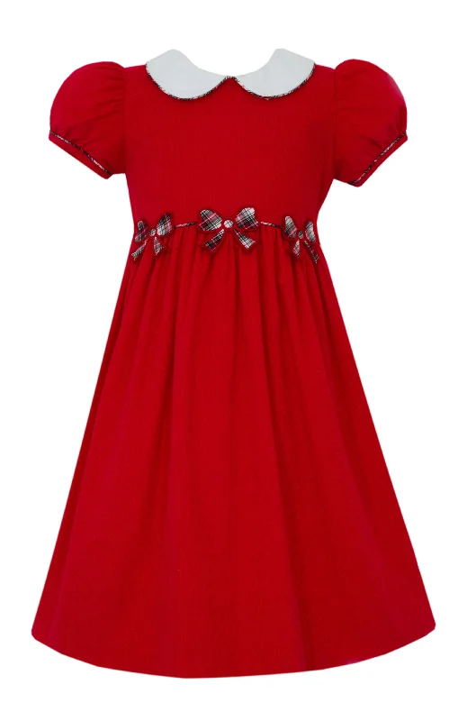 Tartan Bows on Red Cord Dress Women's unclassified dresses