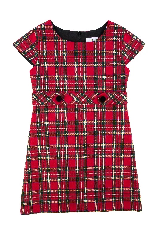 Tartan Plaid Dress w/ Button Tabs Earthy tone unclassified dresses