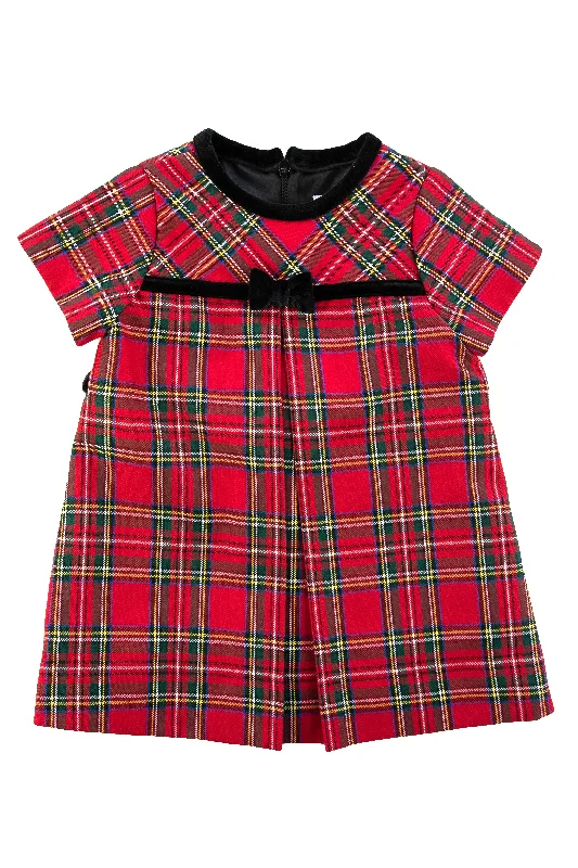 Tartan Plaid Dress w/ Pleat & Bow Winter unclassified dresses