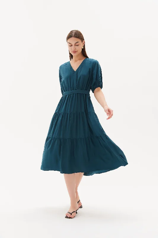 TIRELLI - Soft Tiered Dress - Soft Teal Comfortable unclassified dresses