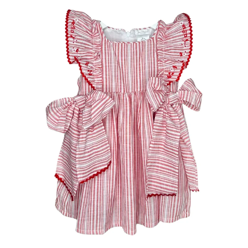 Red Striped Dress With Bows Discounted unclassified dresses