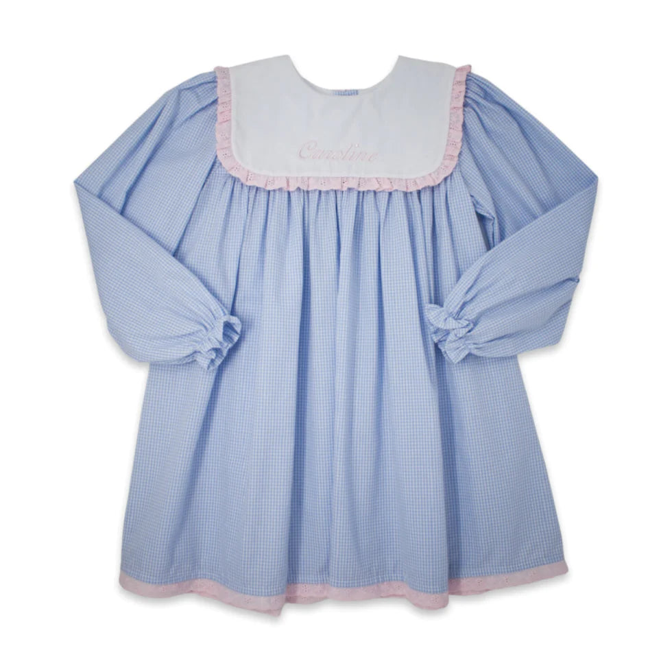 Microgingham and Pink Eyelet Bib Dress Sequin unclassified dresses