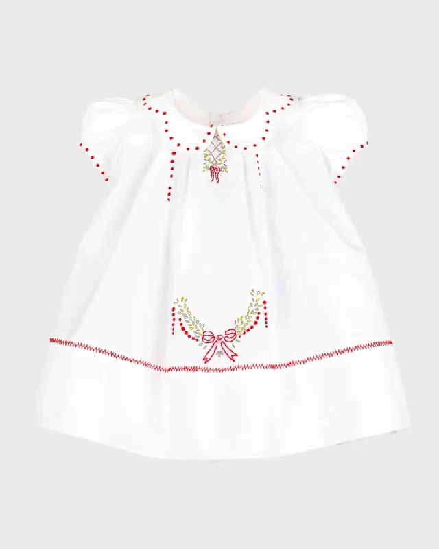 White Christmas Embroidered Dress Silk unclassified dresses