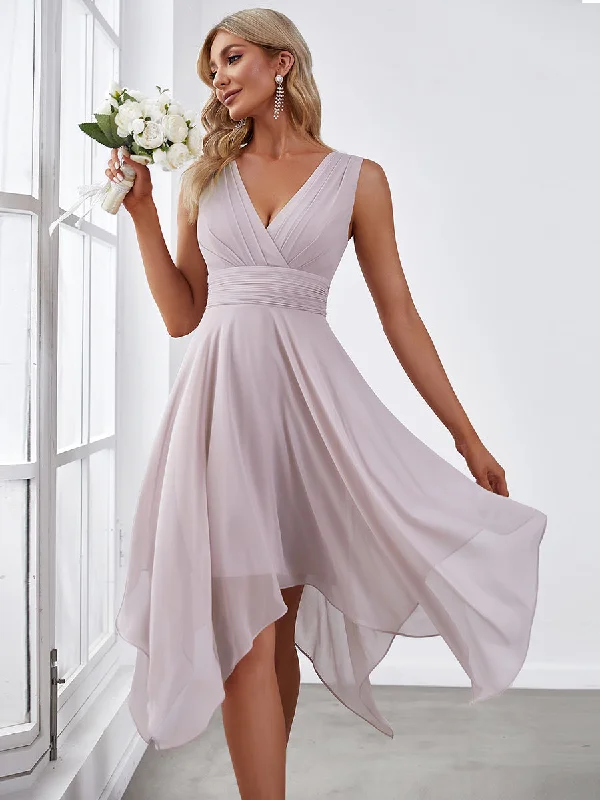 Pretty Wholesale Knee Length Chiffon Bridesmaid Dress with Irregular Hem Trendy new unclassified dresses