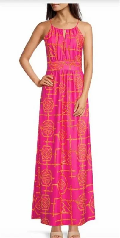 Mia Maxi Dress in Bamboo Lattice Pink Casual Maxi Outfit