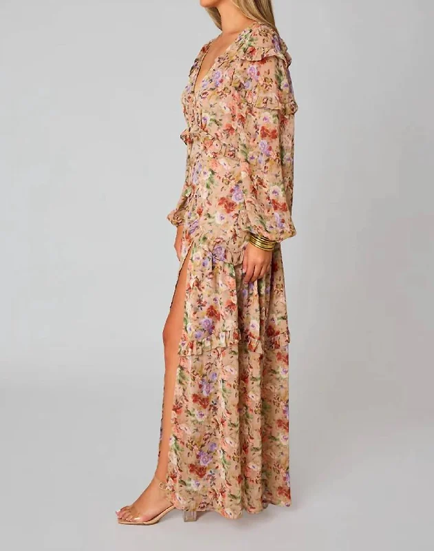 Pia Maxi Dress Cg4933 in Vintage Floral Comfortable Maxi Look