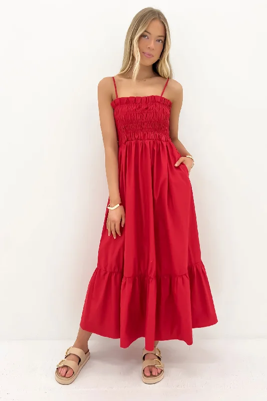 Colette Midi Dress Red Midi Skirt Set