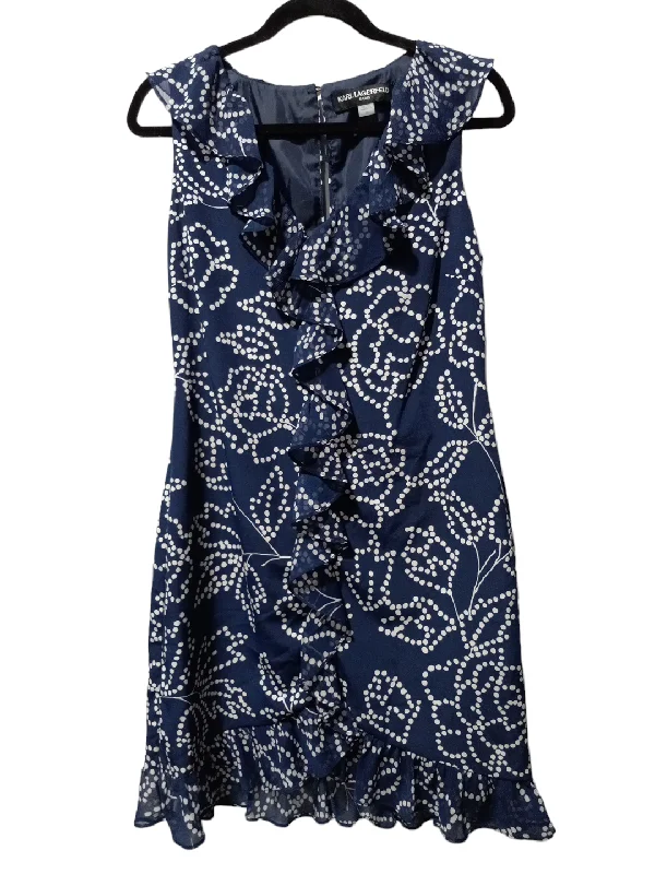 Dress Party Midi By Karl Lagerfeld In Blue & White, Size: M Button Midi Skirt