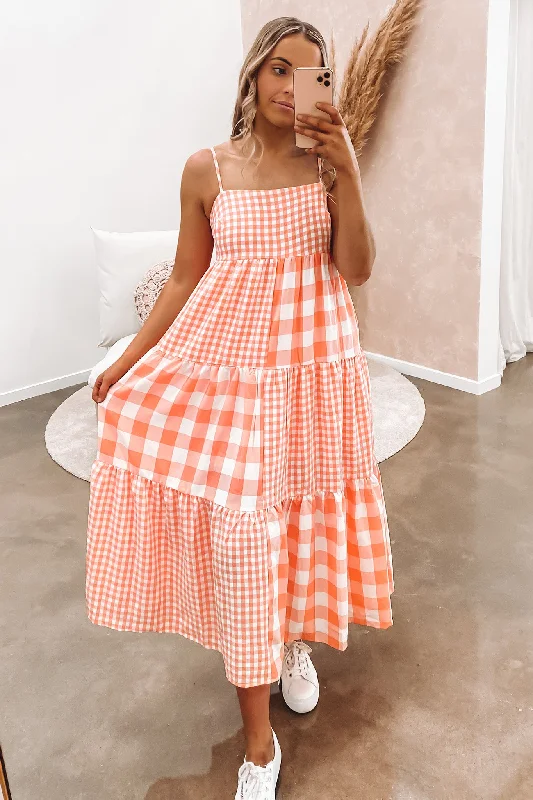 Frankie Midi Dress Orange High-Waisted Midi Skirt