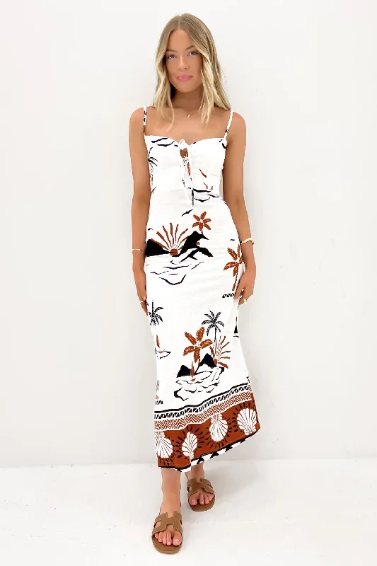 Kelsia Midi Dress Indira Printed Satin Midi