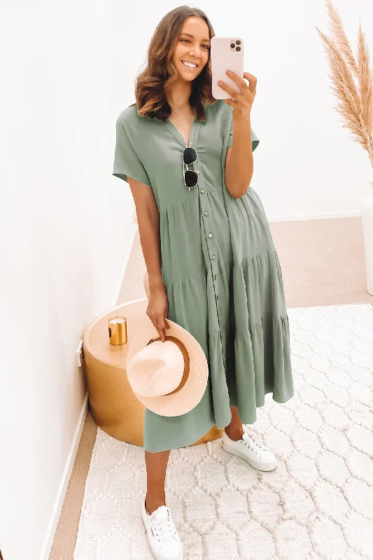 Little Paradise Midi Dress Sage Trendy Midi Skirt