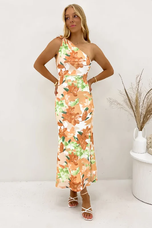 Maggie Midi Dress Orange Lillies Winter Midi Outfit