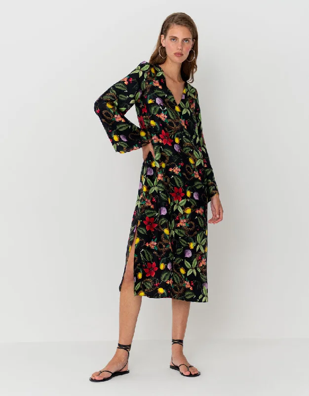 Phoenix Twill Midi Dress - Galindo Black Button-down Midi Skirt