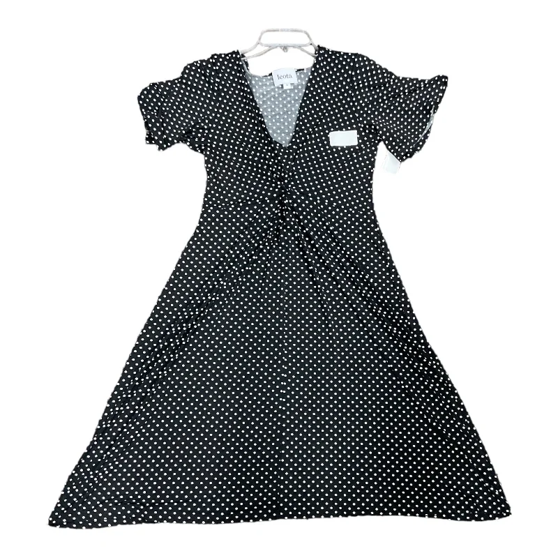 Polkadot Pattern Dress Casual Midi Leota, Size M Black Midi Skirt