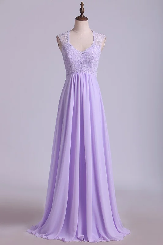 Elegant Lavender Lace Top Long Bridesmaid Dress Lace Dress Twirl