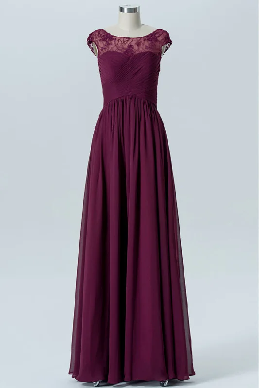 Lace V-Back Burgundy Pleated Bridesmaid Dress Lace Dress Perfect